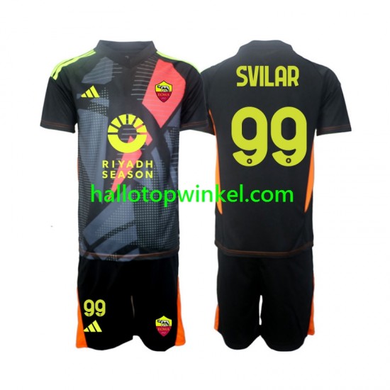 AS Roma Voetbalshirt Mile Svilar 99 Doelman Kleuters/Kids Thuis Tenue 2024-2025 Korte Mouw