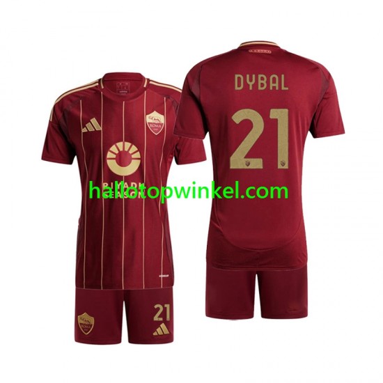 AS Roma Voetbalshirt Paulo Dybala 21 Kleuters/Kids Thuis Tenue 2024-2025 Korte Mouw