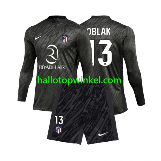 Atlético Madrid Voetbalshirt Jan Oblak 13 Doelman Kleuters/Kids Thuis Tenue 2024-2025 Lange Mouw