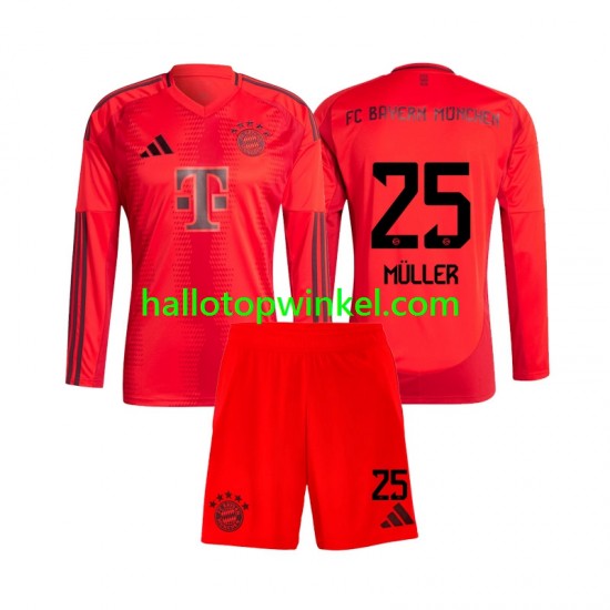 FC Bayern München Voetbalshirt Thomas Muller 25 Kleuters/Kids Thuis Tenue 2024-2025 Lange Mouw