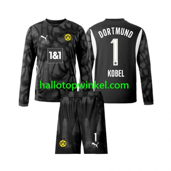 Borussia Dortmund Voetbalshirt Gregor Kobel 1 Doelman Kleuters/Kids Vierde Tenue 2024-2025 Lange Mouw