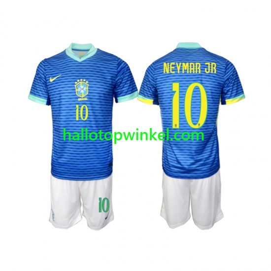 Brazilië Voetbalshirt Neymar JR 10 Kleuters/Kids Uit Tenue 2024 Korte Mouw