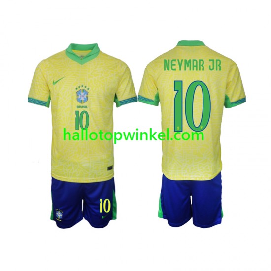 Brazilië Voetbalshirt Neymar JR 10 Kleuters/Kids Thuis Tenue 2024 Korte Mouw