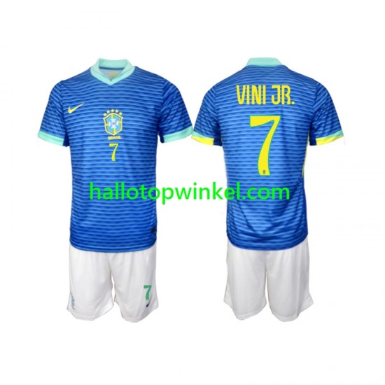 Brazilië Voetbalshirt VINI JR 7 Kleuters/Kids Uit Tenue 2024 Korte Mouw