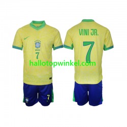Brazilië Voetbalshirt VINI JR 7 Kleuters/Kids Thuis Tenue 2024 Korte Mouw