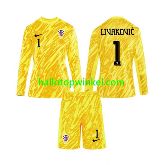 Kroatië Voetbalshirt DOMINIK LIVAKOVIC 1 Doelman Kleuters/Kids Thuis Tenue Euro 2024 Lange Mouw