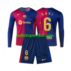FC Barcelona Voetbalshirt Gavi 6 Kleuters/Kids Thuis Tenue 2024-2025 Lange Mouw