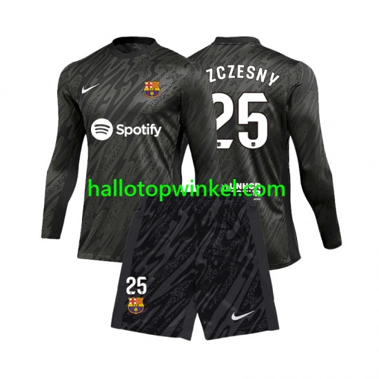 FC Barcelona Voetbalshirt Wojciech Szczesny 25 Doelman Kleuters/Kids Uit Tenue 2024-2025 Lange Mouw