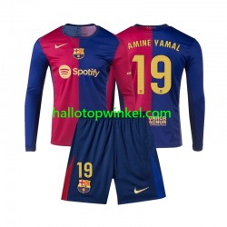 FC Barcelona Voetbalshirt Lamine Yamal 19 Kleuters/Kids Thuis Tenue 2024-2025 Lange Mouw
