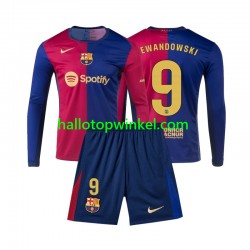 FC Barcelona Voetbalshirt Lewandowski 9 Kleuters/Kids Thuis Tenue 2024-2025 Lange Mouw