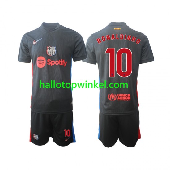 FC Barcelona Voetbalshirt Ronaldinho 10 Kleuters/Kids Uit Tenue 2024-2025 Korte Mouw