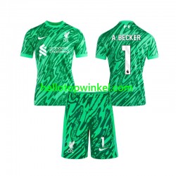 Liverpool Voetbalshirt Alisson Becker 1 Doelman Kleuters/Kids Uit Tenue 2024-2025 Korte Mouw