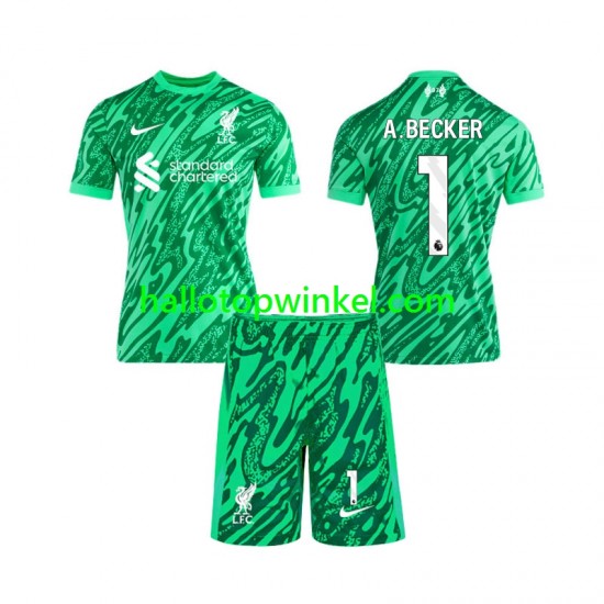 Liverpool Voetbalshirt Alisson Becker 1 Doelman Kleuters/Kids Uit Tenue 2024-2025 Korte Mouw