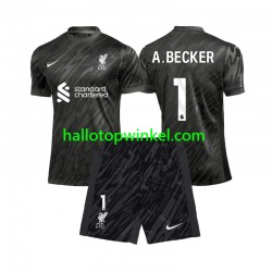 Liverpool Voetbalshirt Alisson Becker 1 Doelman Kleuters/Kids Thuis Tenue 2024-2025 Korte Mouw