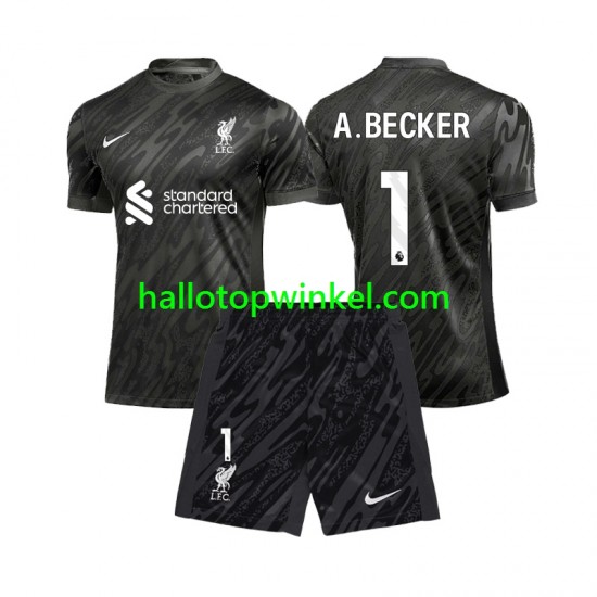 Liverpool Voetbalshirt Alisson Becker 1 Doelman Kleuters/Kids Thuis Tenue 2024-2025 Korte Mouw