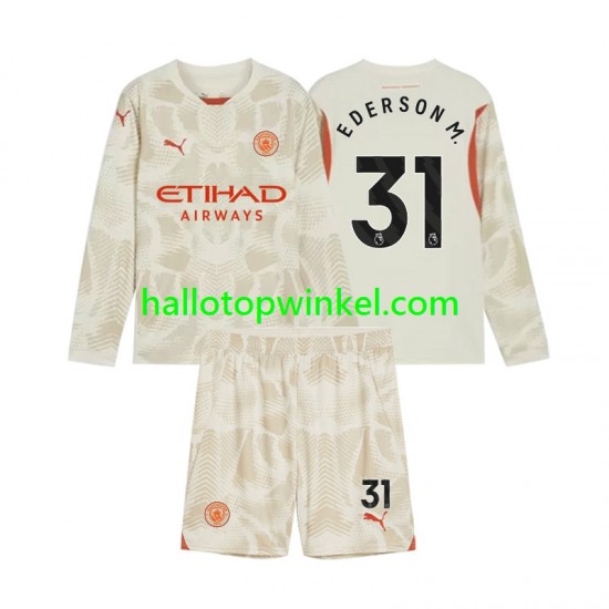 Manchester City Voetbalshirt Ederson Moraes 31 Doelman Kleuters/Kids Derde Tenue 2024-2025 Lange Mouw