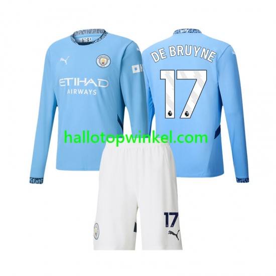 Manchester City Voetbalshirt Kevin De Bruyne 17 Kleuters/Kids Thuis Tenue 2024-2025 Lange Mouw