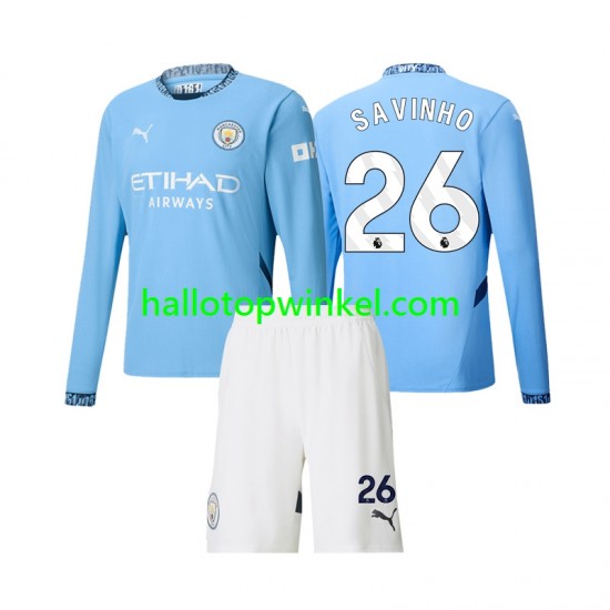 Manchester City Voetbalshirt Savinho 26 Kleuters/Kids Thuis Tenue 2024-2025 Lange Mouw