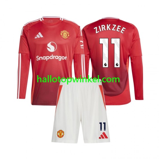Manchester United Voetbalshirt Joshua Zirkzee 11 Kleuters/Kids Thuis Tenue 2024-2025 Lange Mouw