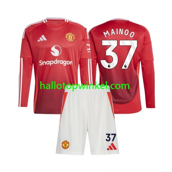 Manchester United Voetbalshirt Kobbie Mainoo 37 Kleuters/Kids Thuis Tenue 2024-2025 Lange Mouw