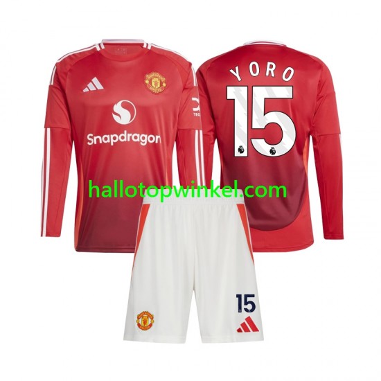Manchester United Voetbalshirt Leny Yoro 15 Kleuters/Kids Thuis Tenue 2024-2025 Lange Mouw