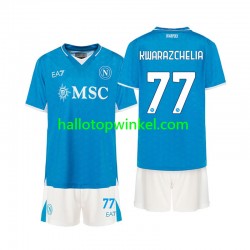 Napoli Voetbalshirt Khvicha Kvaratskhelia 77 Kleuters/Kids Thuis Tenue 2024-2025 Korte Mouw