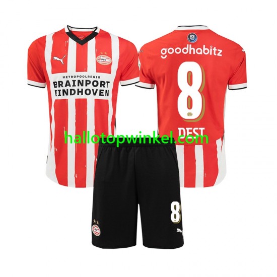 PSV Eindhoven Voetbalshirt Sergino Dest 8 Kleuters/Kids Thuis Tenue 2024-2025 Korte Mouw