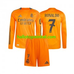 Real Madrid Voetbalshirt Cristiano Ronaldo 7 Kleuters/Kids Uit Tenue 2024-2025 Lange Mouw