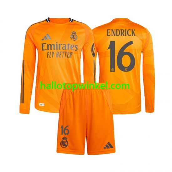 Real Madrid Voetbalshirt Endrick 16 Kleuters/Kids Uit Tenue 2024-2025 Lange Mouw