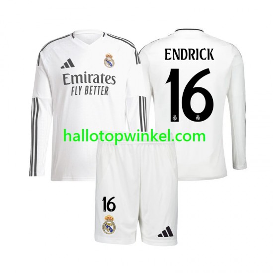 Real Madrid Voetbalshirt Endrick 16 Kleuters/Kids Thuis Tenue 2024-2025 Lange Mouw