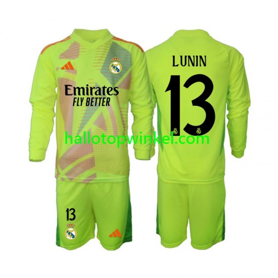 Real Madrid Voetbalshirt Lunin 13 Doelman Kleuters/Kids Vierde Tenue 2024-2025 Lange Mouw