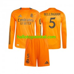 Real Madrid Voetbalshirt Jude Bellingham 5 Kleuters/Kids Uit Tenue 2024-2025 Lange Mouw