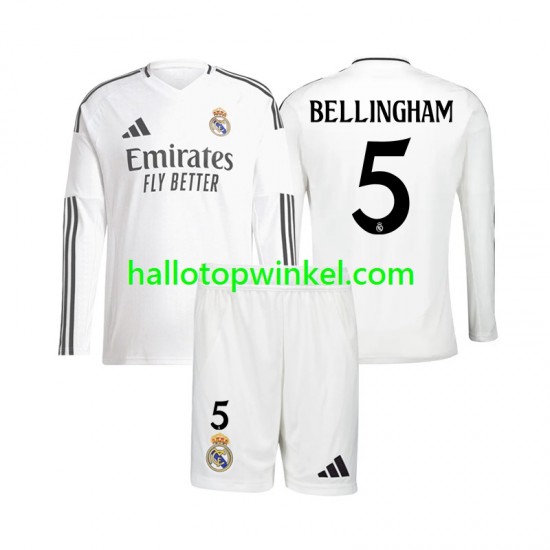 Real Madrid Voetbalshirt Jude Bellingham 5 Kleuters/Kids Thuis Tenue 2024-2025 Lange Mouw