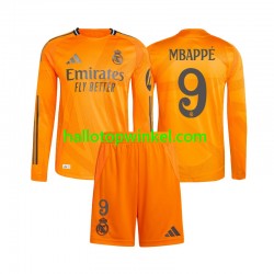 Real Madrid Voetbalshirt Mbappé 9 Kleuters/Kids Uit Tenue 2024-2025 Lange Mouw
