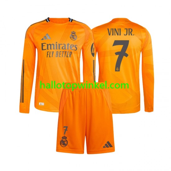 Real Madrid Voetbalshirt Vinicius Junior 7 Kleuters/Kids Uit Tenue 2024-2025 Lange Mouw