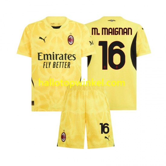 AC Milan Voetbalshirt Mike Maignan 16 Doelman Kleuters/Kids Uit Tenue 2024-2025 Korte Mouw
