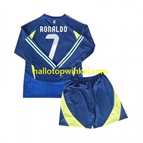 Voetbalshirt Al Nassr Cristiano Ronaldo 7 Kleuters/Kids Uit Tenue 2024-2025 Lange Mouw