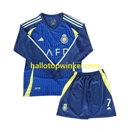 Voetbalshirt Al Nassr Cristiano Ronaldo 7 Kleuters/Kids Uit Tenue 2024-2025 Lange Mouw