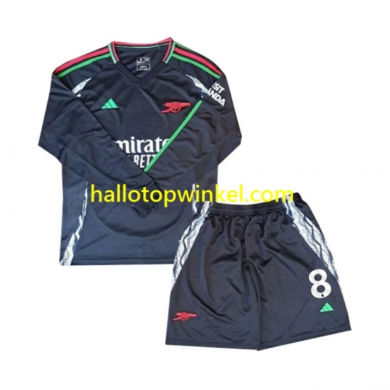 Arsenal Voetbalshirt Odegaard 8 Kleuters/Kids Uit Tenue 2024-2025 Lange Mouw