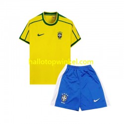 Brazilië Voetbalshirt 1998 Retro Kleuters/Kids Thuis Tenue Korte Mouw