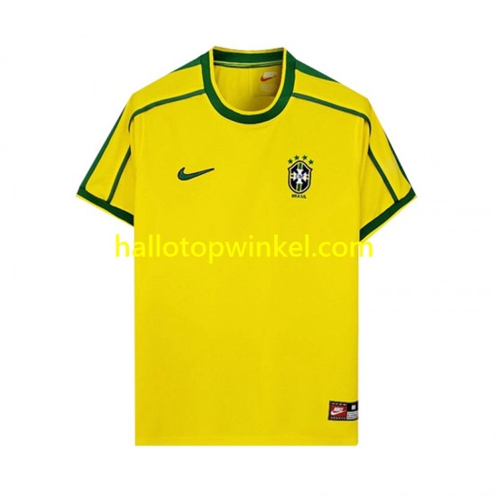 Brazilië Voetbalshirt 1998 Retro Heren Thuis Tenue Korte Mouw
