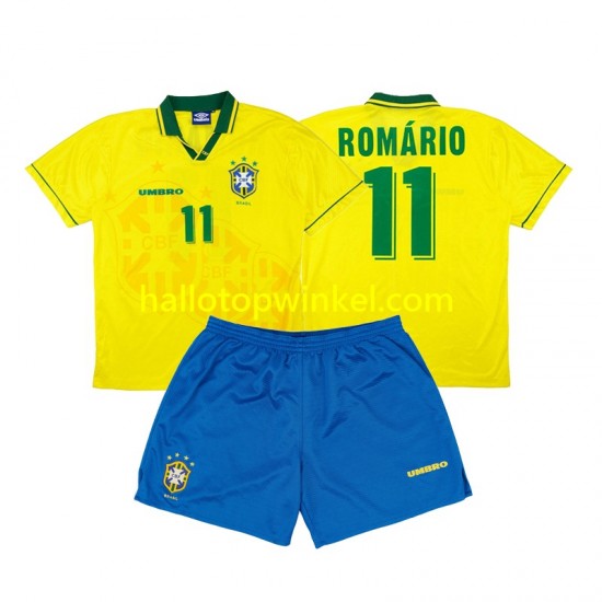 Brazilië Voetbalshirt Romario 11 Retro Kleuters/Kids Thuis Tenue 1994 Korte Mouw