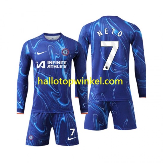 Chelsea Voetbalshirt Neto 7 Kleuters/Kids Thuis Tenue 2024-2025 Lange Mouw