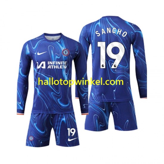 Chelsea Voetbalshirt Sancho 19 Kleuters/Kids Thuis Tenue 2024-2025 Lange Mouw