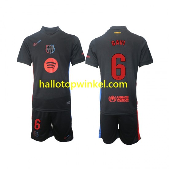 FC Barcelona Voetbalshirt Gavi 6 Kleuters/Kids Uit Tenue 2024-2025 Korte Mouw