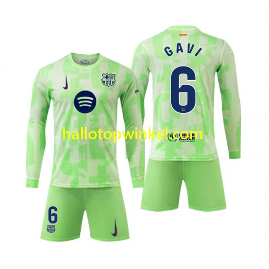 FC Barcelona Voetbalshirt Gavi 6 Kleuters/Kids Derde Tenue 2024-2025 Lange Mouw