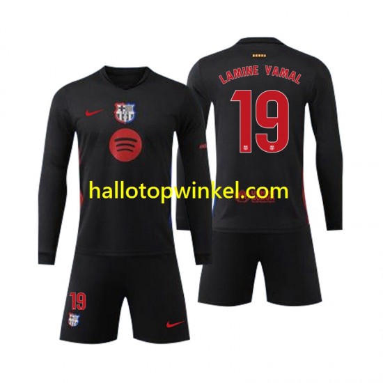 FC Barcelona Voetbalshirt Lamine Yamal 19 Kleuters/Kids Uit Tenue 2024-2025 Lange Mouw