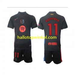 FC Barcelona Voetbalshirt Raphinha 11 Kleuters/Kids Uit Tenue 2024-2025 Korte Mouw