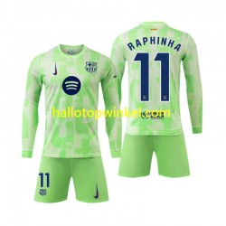 FC Barcelona Voetbalshirt Raphinha 11 Kleuters/Kids Derde Tenue 2024-2025 Lange Mouw