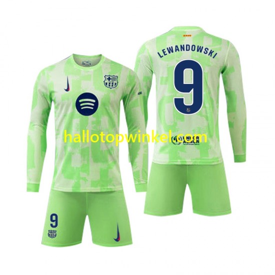 FC Barcelona Voetbalshirt Robert Lewandowski 9 Kleuters/Kids Derde Tenue 2024-2025 Lange Mouw